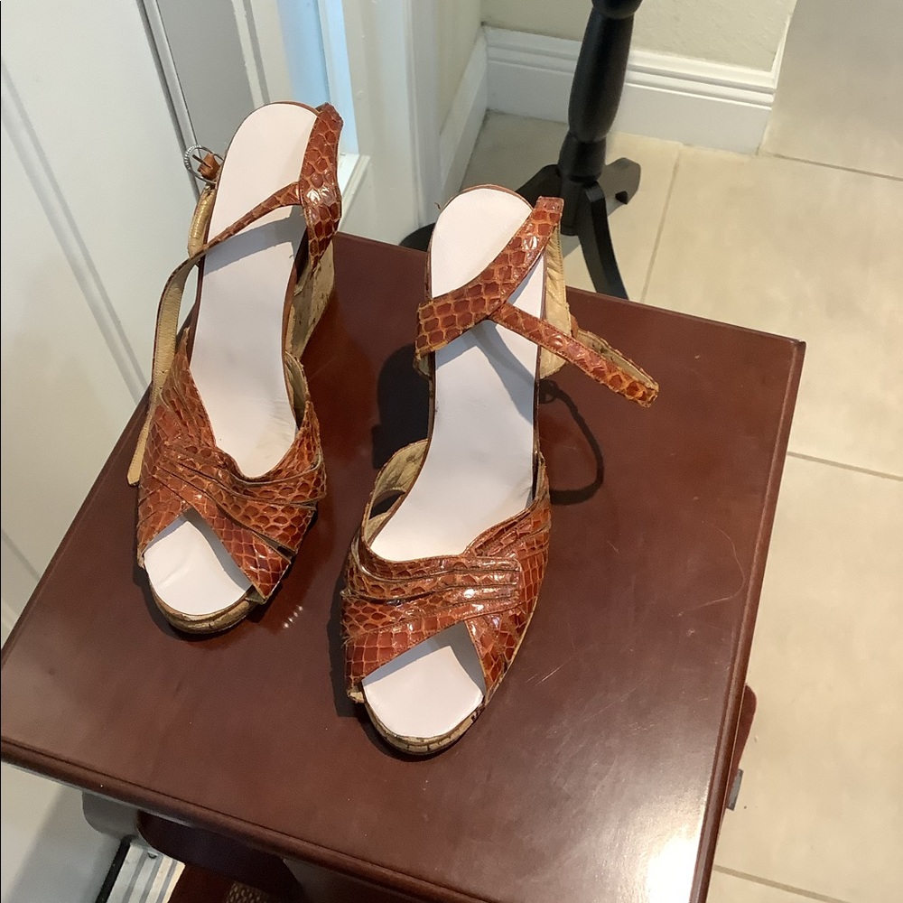 Vintage Exotic Python Leather Sandals - image 1
